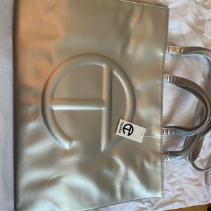 Large Silver Telfar bag - never used!